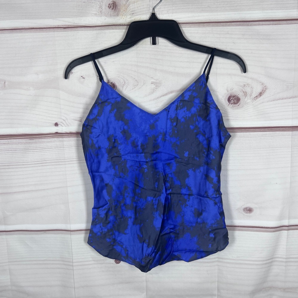 Sundry Cami Tank Top Womens 1 Small Blue Tie Dye Silk Adjustable Strap V-Neck